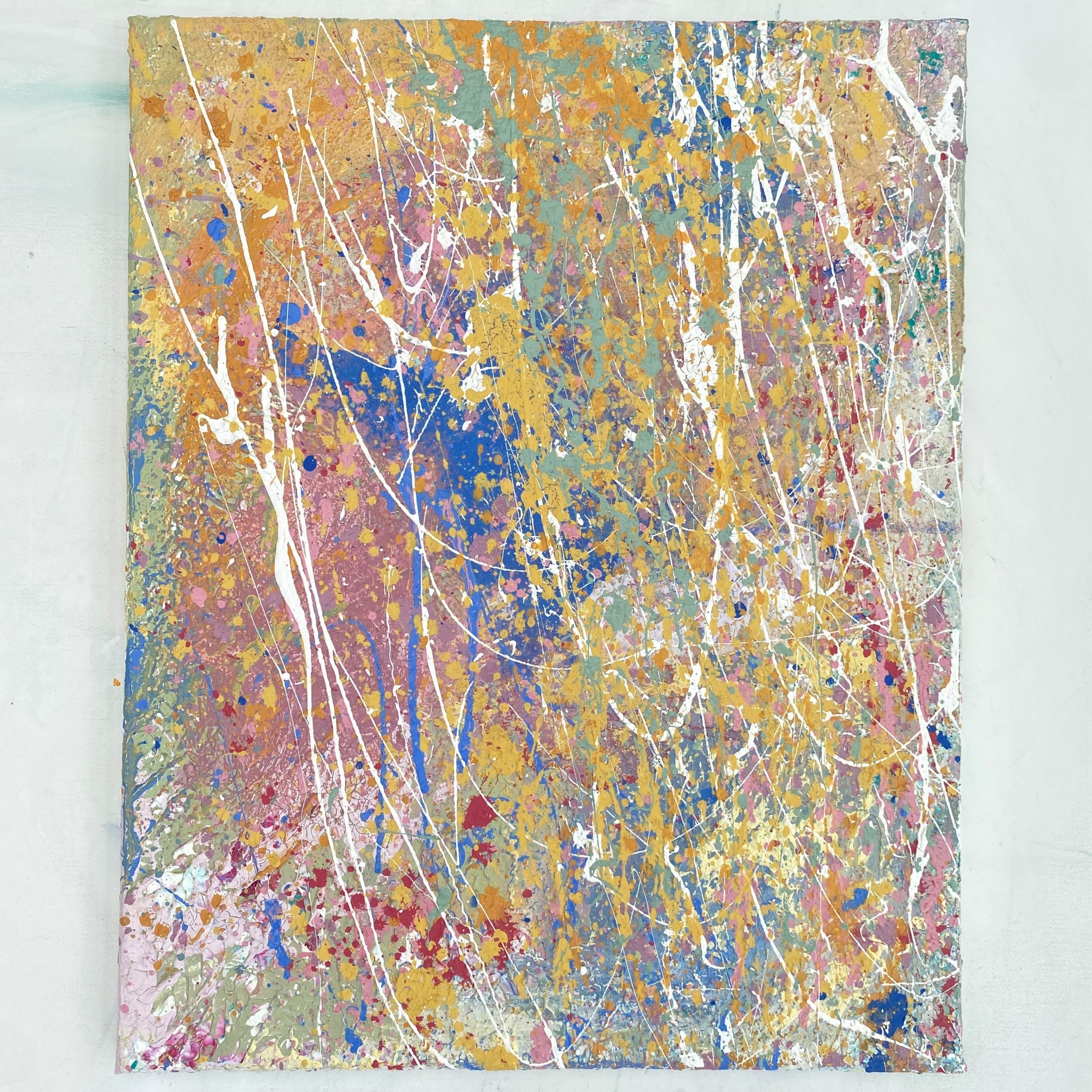 Full view of elemental an abstract original painting created with eco friendly paints by Emily Duchscherer Kirk.